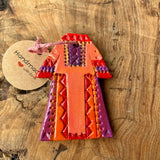 Art - Small Decorative Palestinian Dress | Clay Thob Magnet Or Ornament