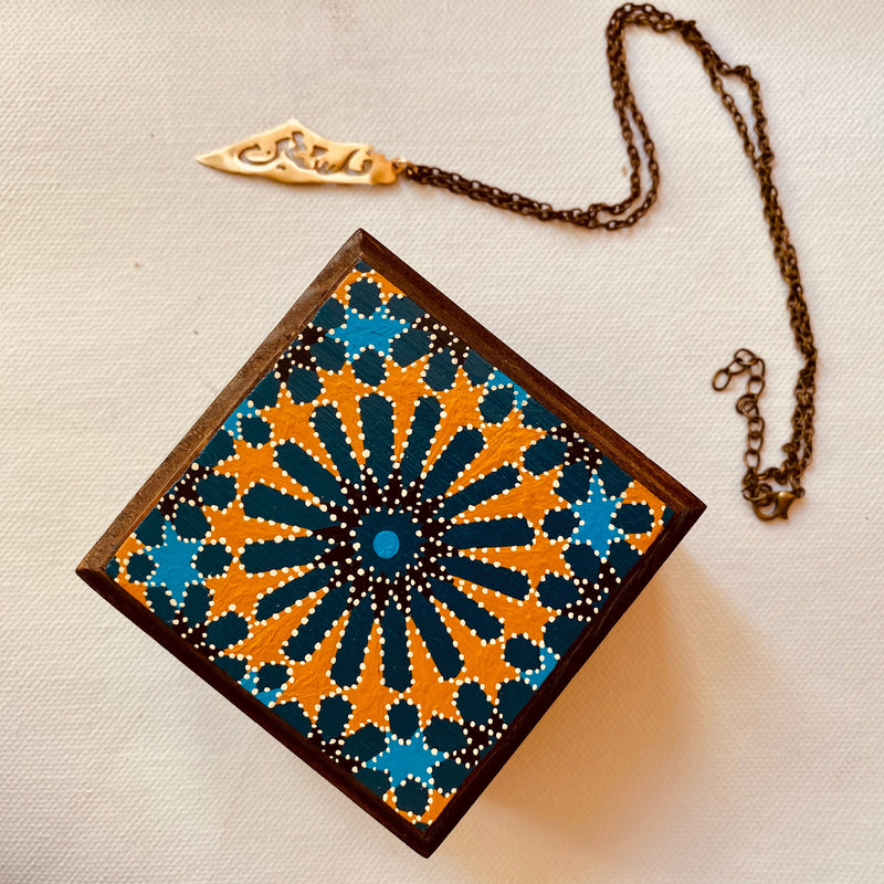 Brass Jewelry - Wooden Hand Painted Arabesque Jewelry Box From Gaza