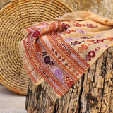 Traditional Palestinian Tatreez Shawl | Hand Embroidered in Palestine | Nude Najaf with Rusty Orange