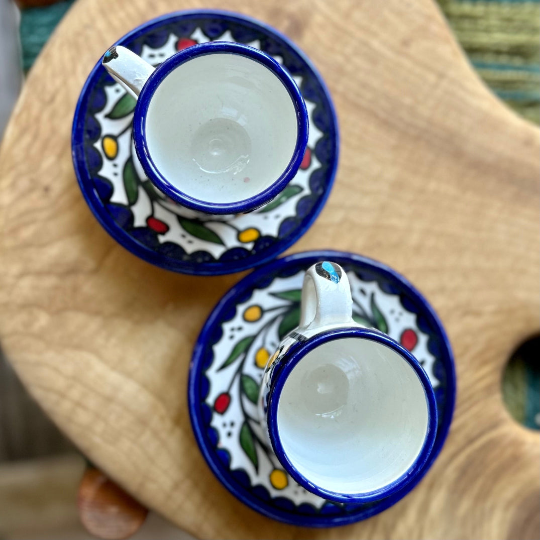 Ceramics - Ceramic Coffe Cups From Hebron | Fanajeen Ahwa From Palestine | Set Of 2