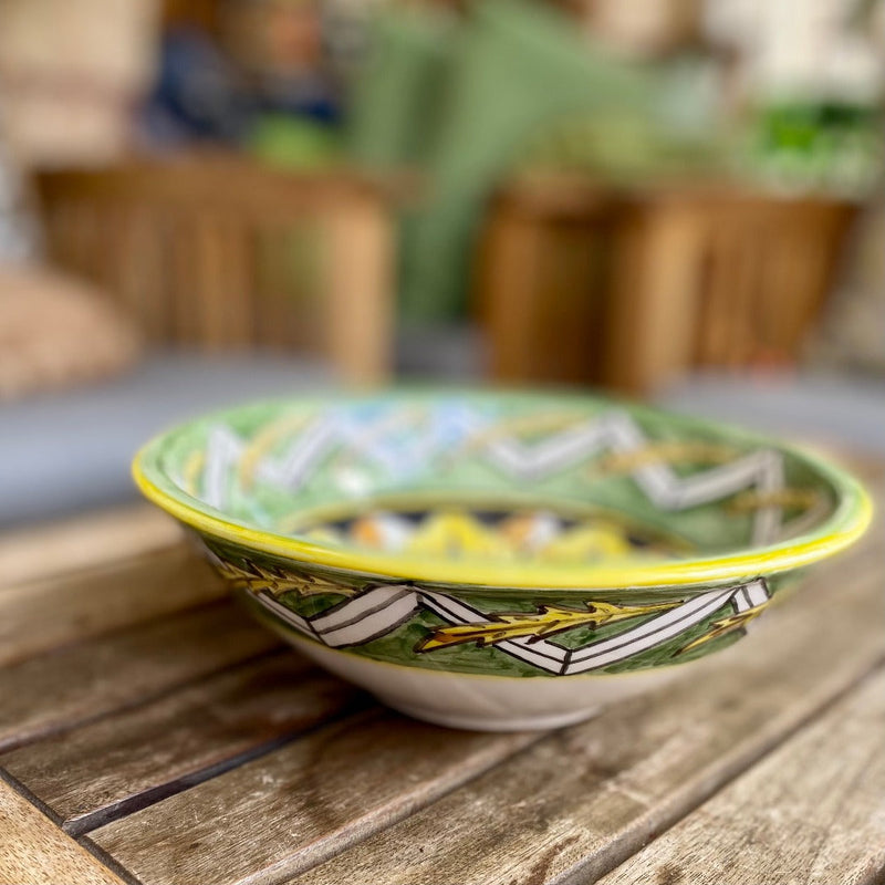 Ceramics - Garden Greens Ceramic Serving Bowl Hand Painted In Palestine