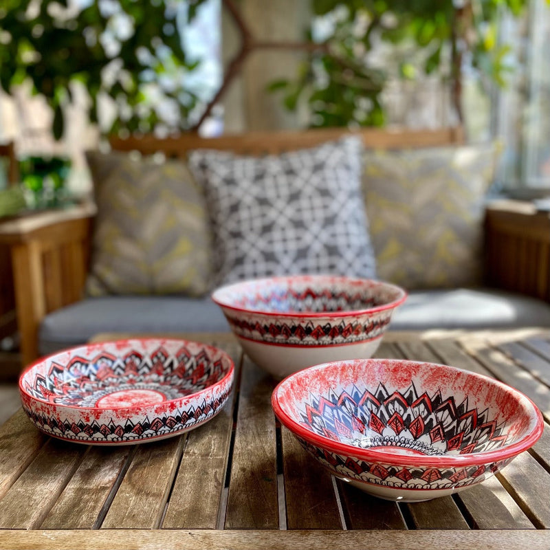 Ceramics - Set Of 3 Serving Bowls | Hand Painted Ceramics From Palestine