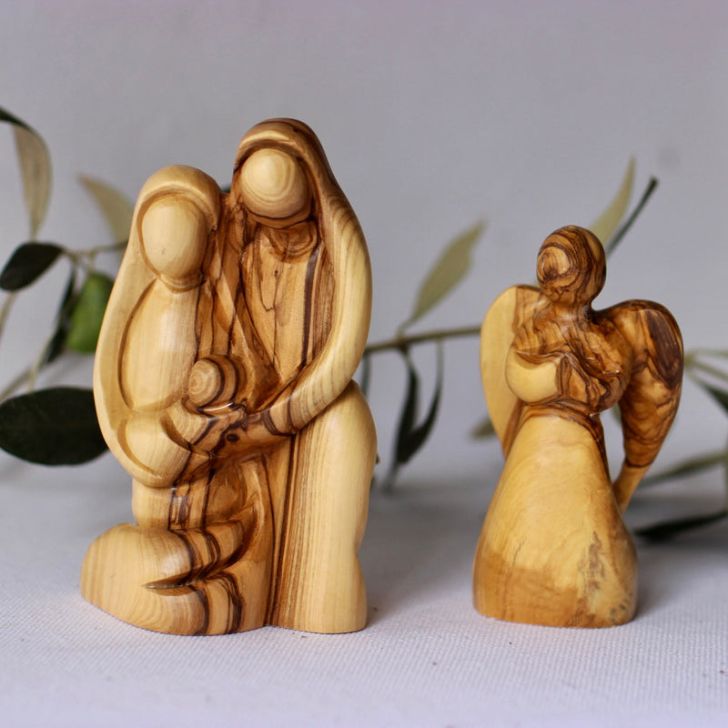 Christian Statues - Bethlehem Angel Carved From Olive Wood