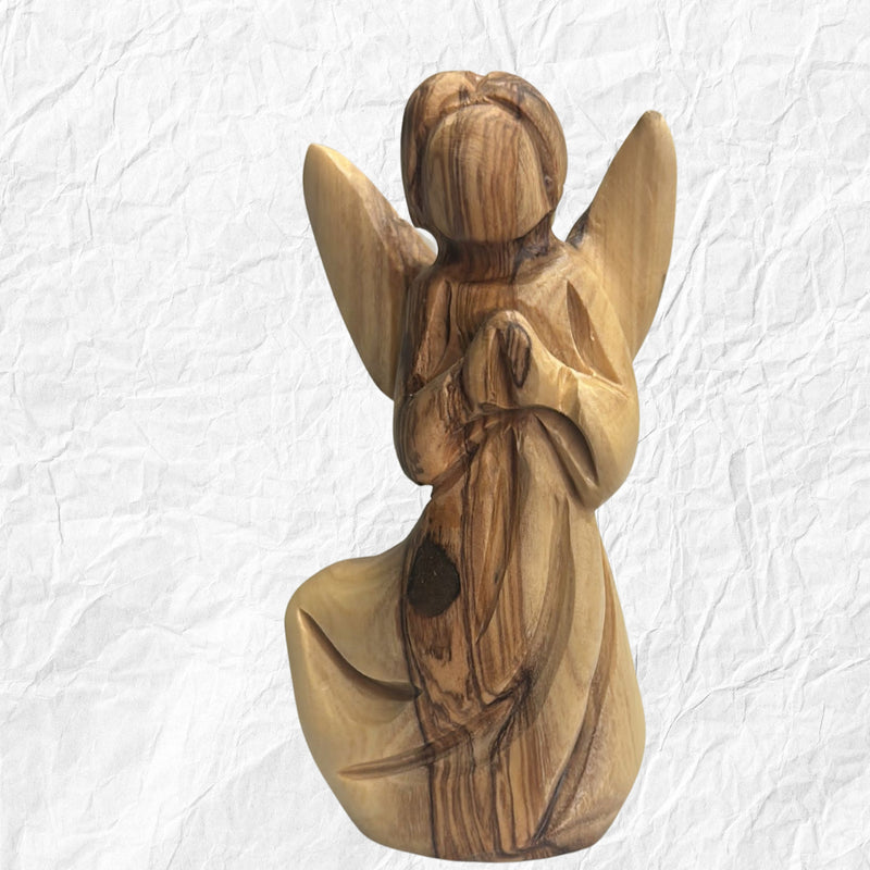 Christian Statues - Bethlehem Angel Carved From Olive Wood