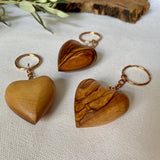 Christian Statues - Olive Wood Heart Keychain