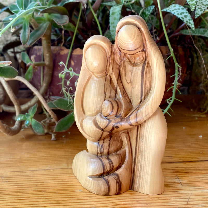 Christian Statues - Olive Wood Sculpture Of The Holy Family - From Bethlehem