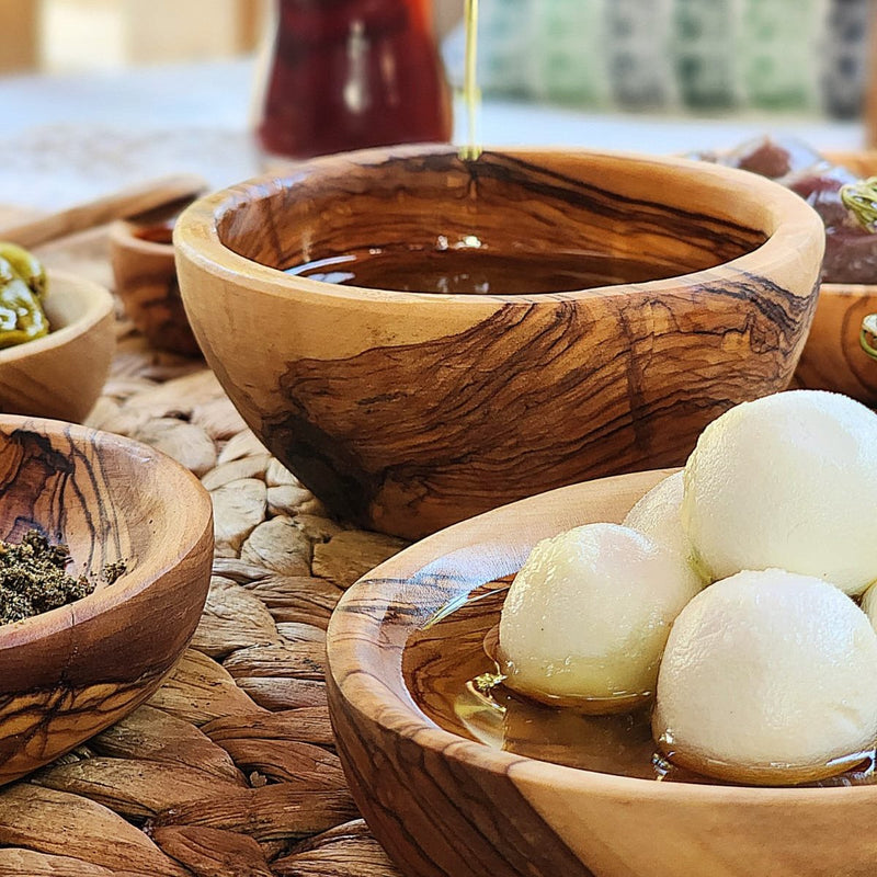 Wooden Round Mezze Dishes -3 Piece Olive Wood Bowl Set from Palestine