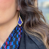 Handmade Jewelry - Falasteen Heluwa Earrings - Dual Color Embroidery On Brass