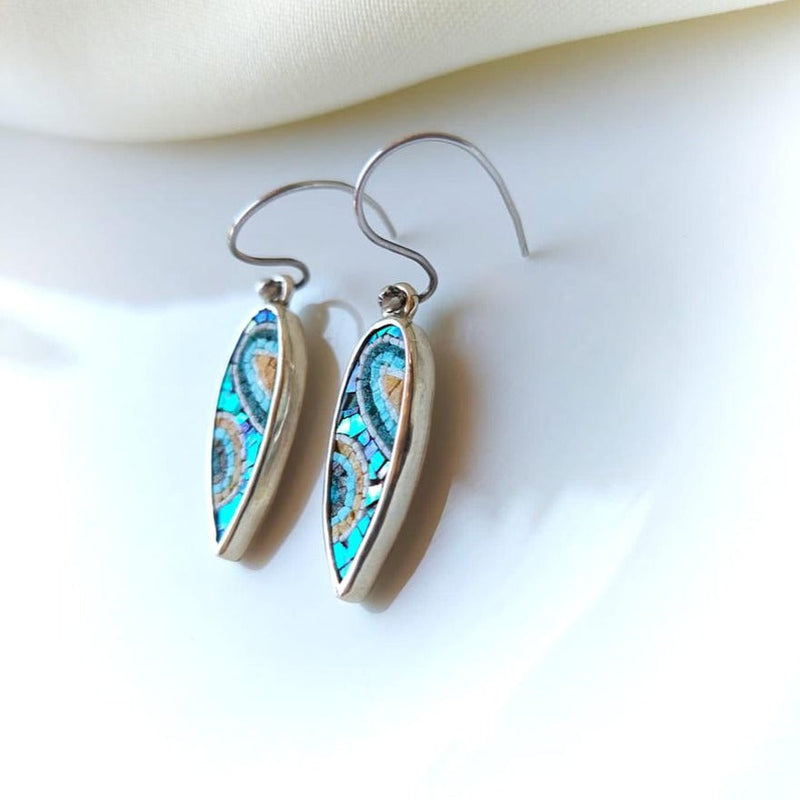 Handmade Jewelry - Stunning Micro Mosaic Earrings | Hand Crafted Silver Jewelry From Bethlehem
