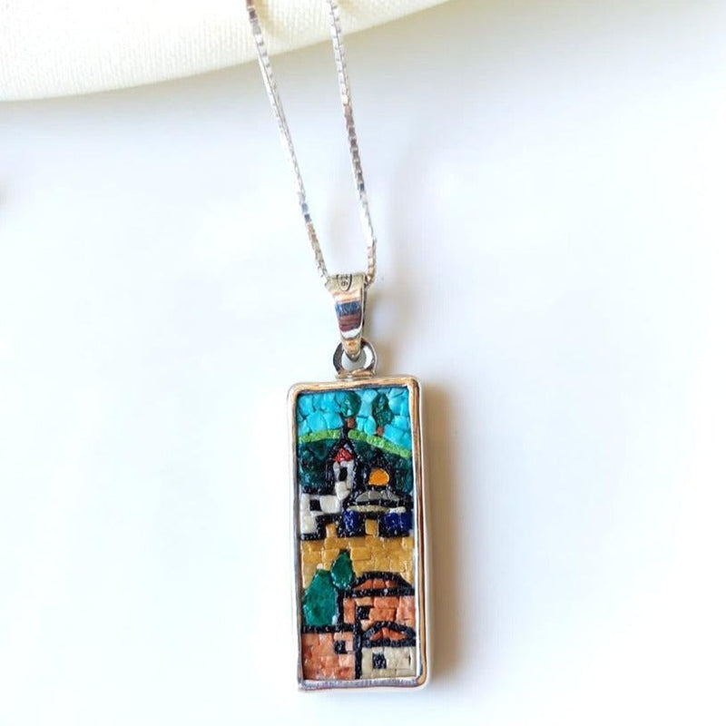Micro Mosaic Necklace | Village in Palestine | Hand Crafted Silver from Bethlehem