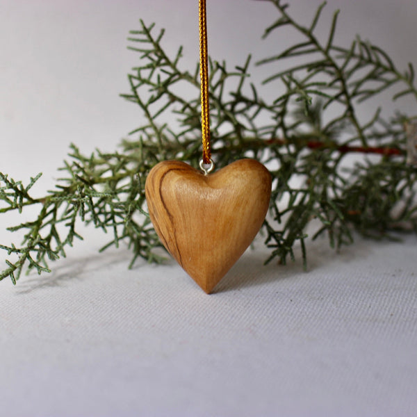 Holiday - Olive Wood Heart Ornament From Bethlehem