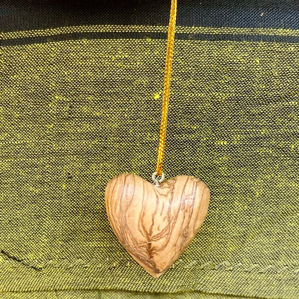 Holiday - Olive Wood Heart Ornament From Bethlehem