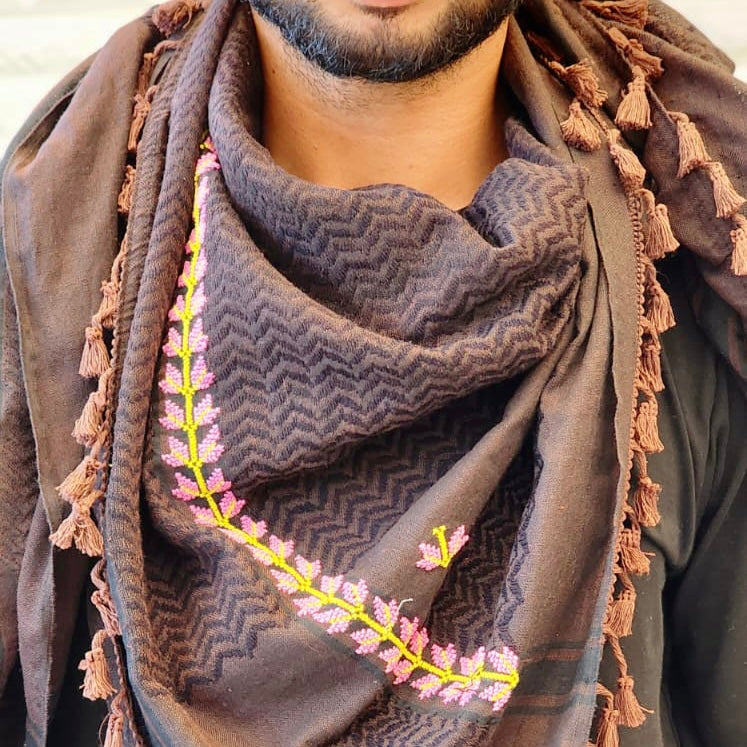 Keffiyehs - Keffiyeh With Hand Embroidery | Tatreez On Hatta