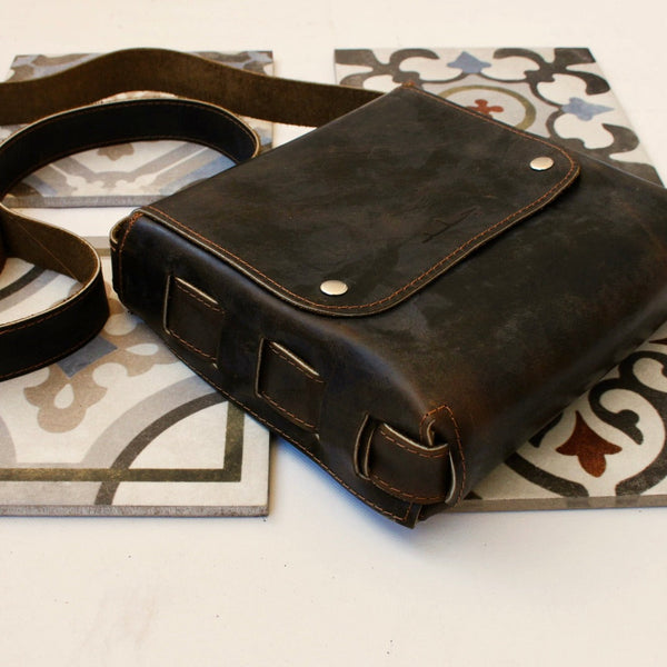 Handmade leather messenger bag, Leather mail bag