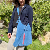 Leather - Palestinian Embroidery And Suede Crossbody Tote Bag With Tatreez