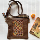 Leather - Tatreez And Leather Crossbody Bag With Palestinian Embroidery On Brown Leather