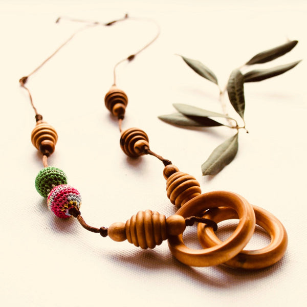 Little Olea - Original Little Olea Necklace With Rainbow And Green Beads