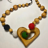 Little Olea - Palestinian National Colors Natural Wooden Nursing Necklace | New Baby Gift