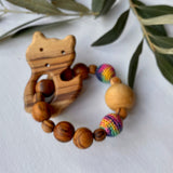 Little Olea - Wooden Teething Ring With Fox Pendant
