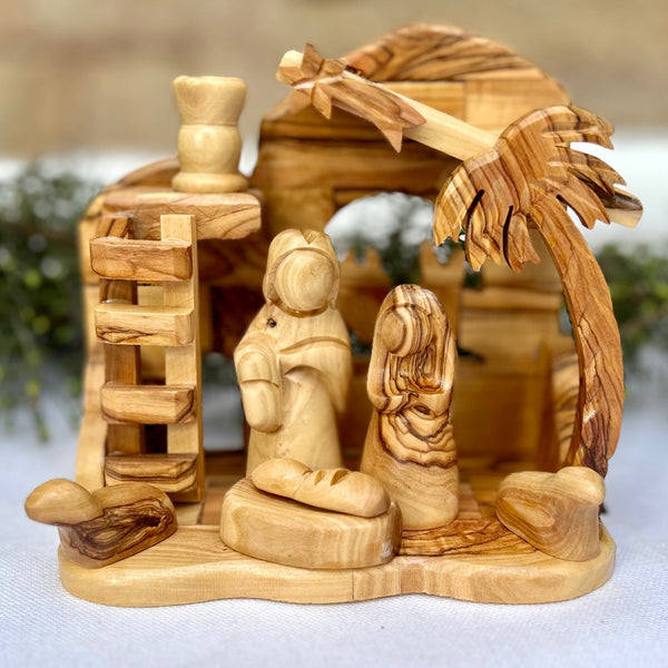 Nativity Sets - Manger Nativity With Ladder Handmade In Bethlehem | Medium