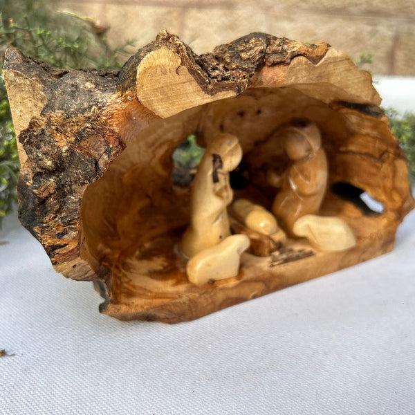 Nativity Sets - Raw Olive Wood Nativity Scene From Handmade In Bethlehem | Medium