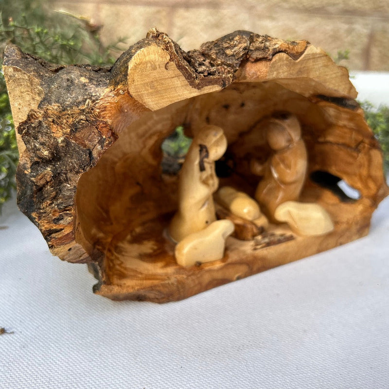 Nativity Sets - Raw Olive Wood Nativity Scene From Handmade In Bethlehem | Medium