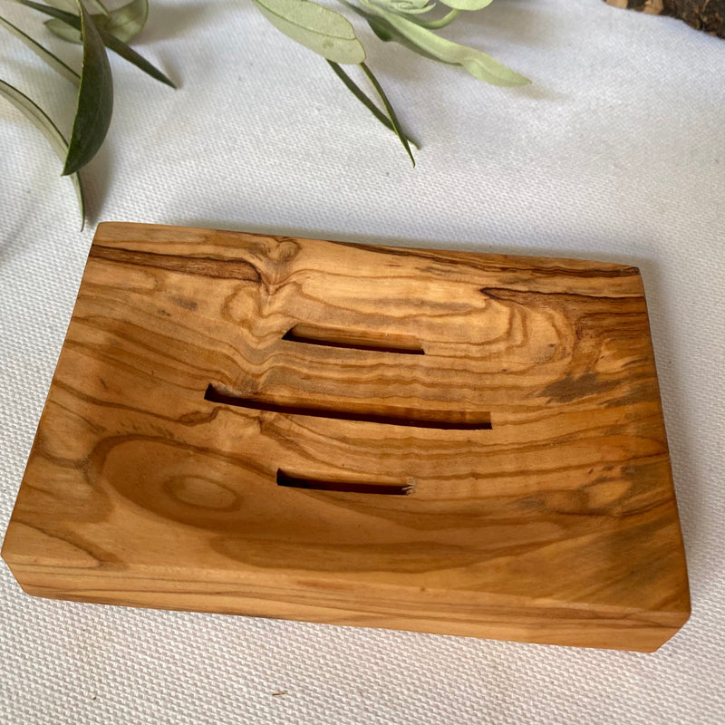 Olive Wood - Olive Wood Soap Dish | Rectangle Wooden Soap Tray
