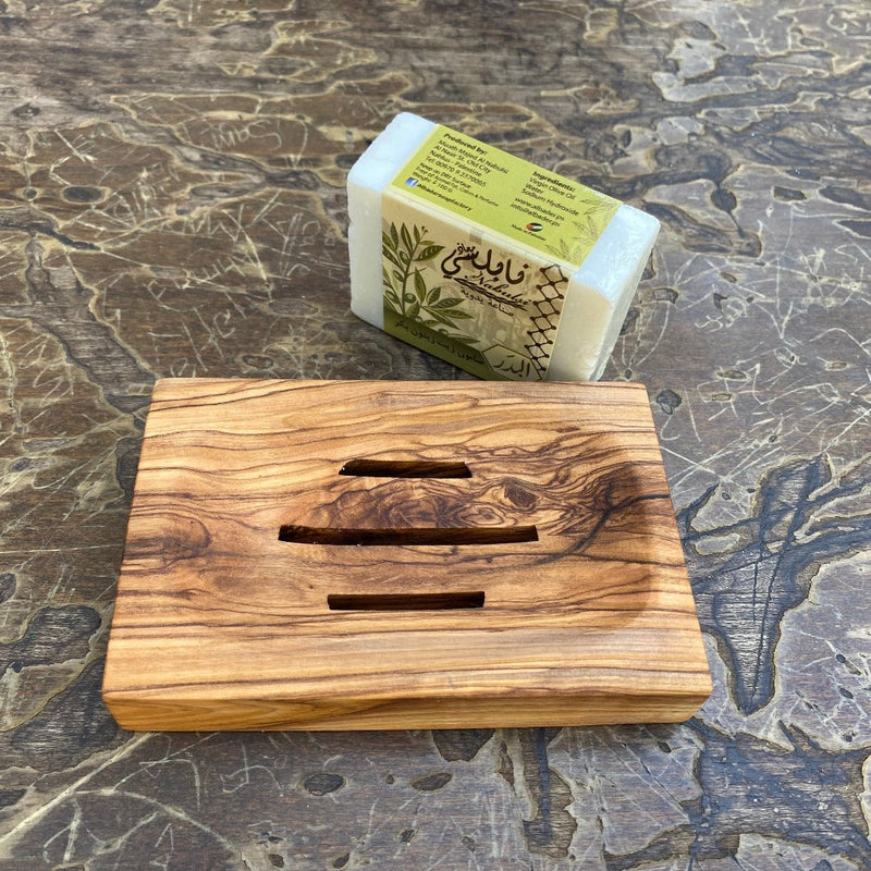 Olive Wood - Olive Wood Soap Dish | Rectangle Wooden Soap Tray