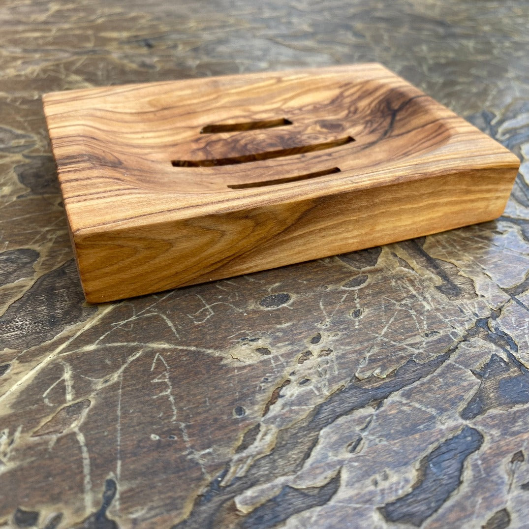 Olive Wood - Olive Wood Soap Dish | Rectangle Wooden Soap Tray