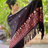 Scarves And Shawls - [New] Triangle Rose Shawl In Pink Embroidery From Falasteen - Tatreez From Palestine
