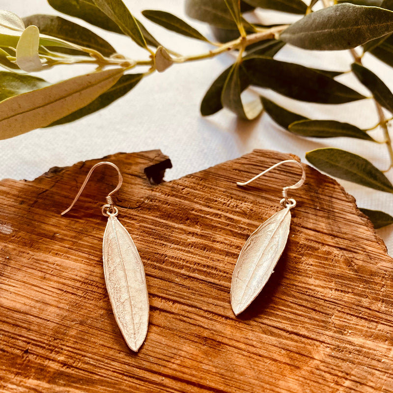 Silver Jewelry - Sterling Silver Earring Of Single Olive Leaf