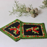Tatreez - Embroidered Fabric Christmas Coasters With Tatreez