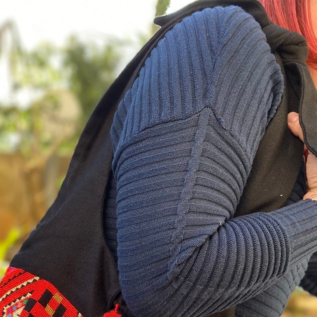 Tatreez - Gaza Fabric Tie Top Shoulder Bag With Palestinian Tatreez