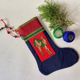 Tatreez - Hand Embroidered In Gaza Christmas Stocking In Majdalawi Fabric