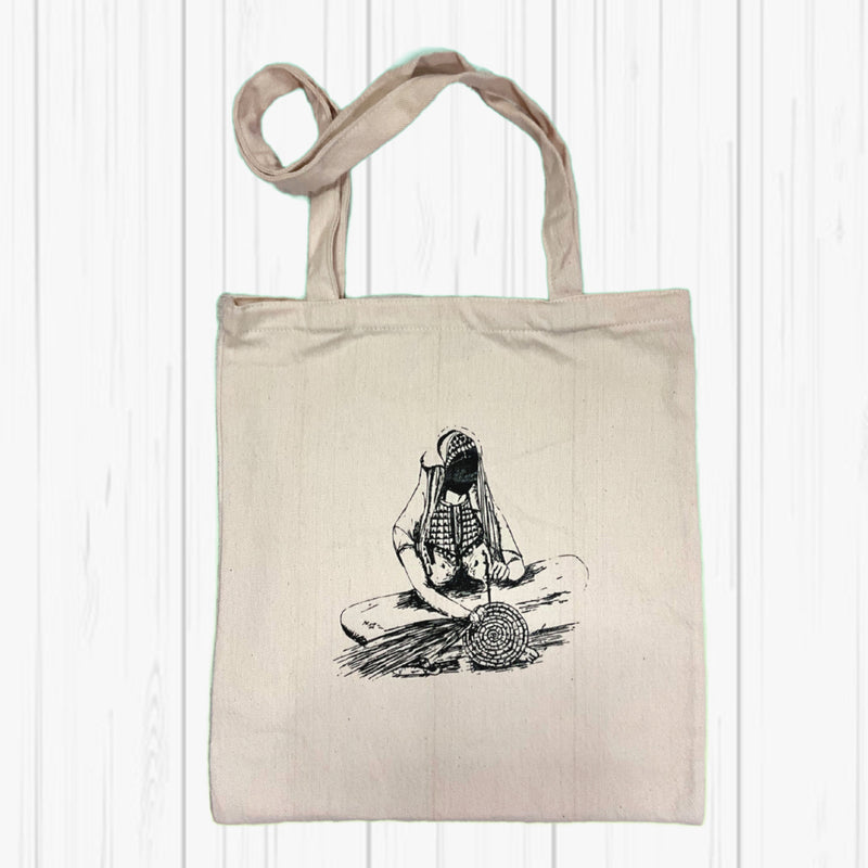 Mansouri Tote Bag with Woman Weaving Design | Occupied Shatha
