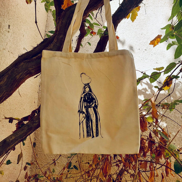 Tote - Traditional Palestinian Woman Art On Tote Made With Local Fabric