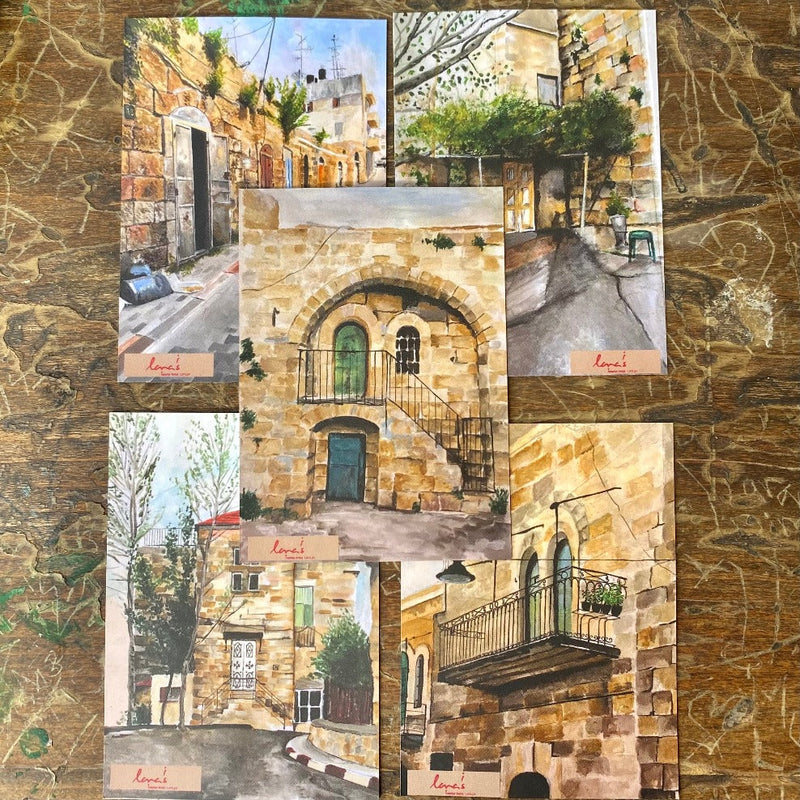 Art - Magnets Of Palestine Historic Building In Watercolor Set