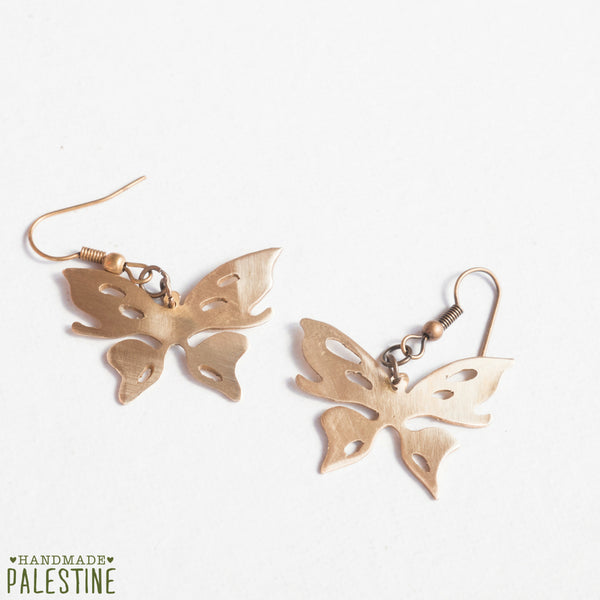 Brass Jewelry - Butterfly Earrings In Brass