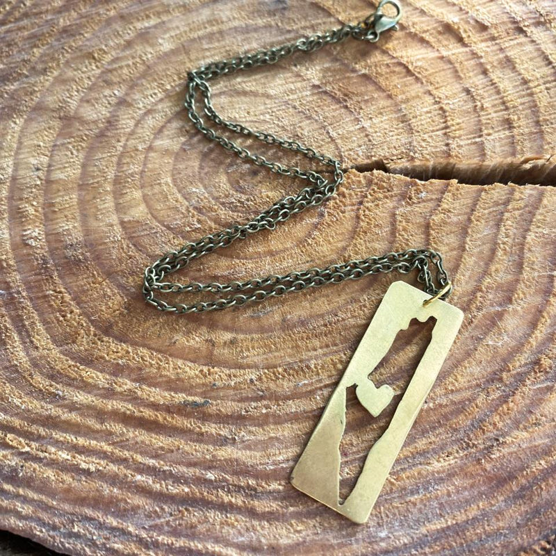 Brass Jewelry - I Heart Palestine Necklace