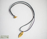 Brass Jewelry - Olive Leaf In Brass With Leather Cord