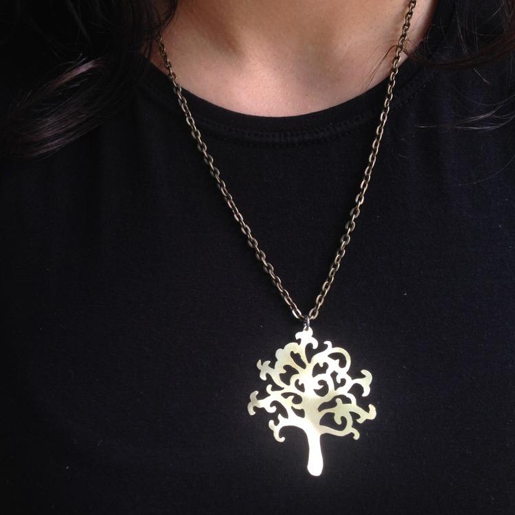 Brass Jewelry - Olive Tree Of Life Necklace In Brass