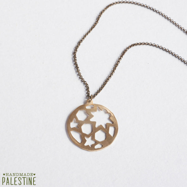 Brass Jewelry - Palestinian Crafted Arabesque Necklace In Brass
