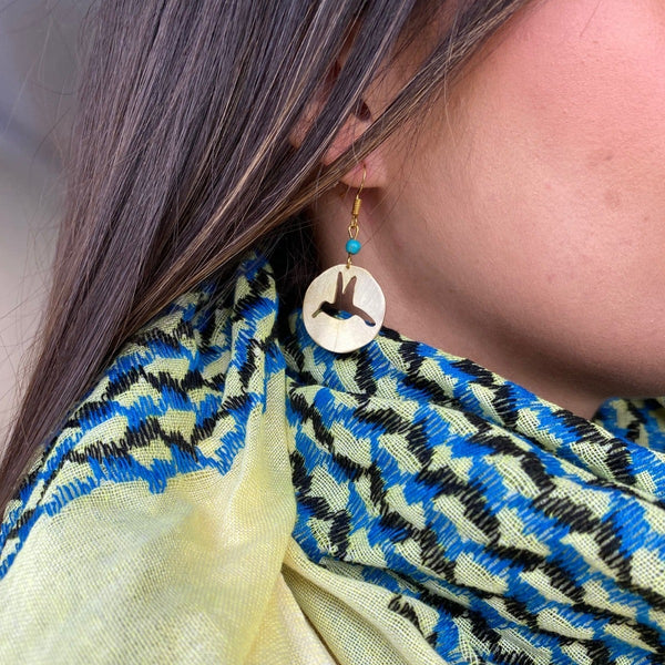 Handmade Jewelry - Sunbird Of Palestine Brass Earrings