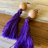 Handmade Jewelry - Tassel Earring With Olive Wood Beads