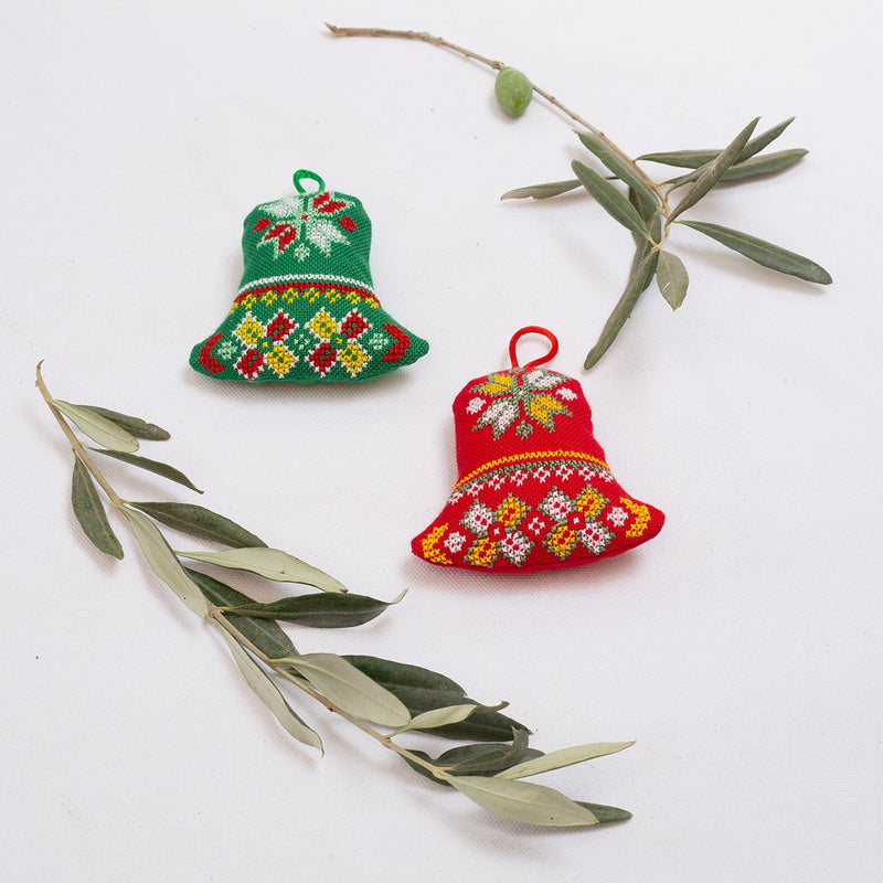 Holiday - Embroidered Christmas Ornament From Gaza - Bells