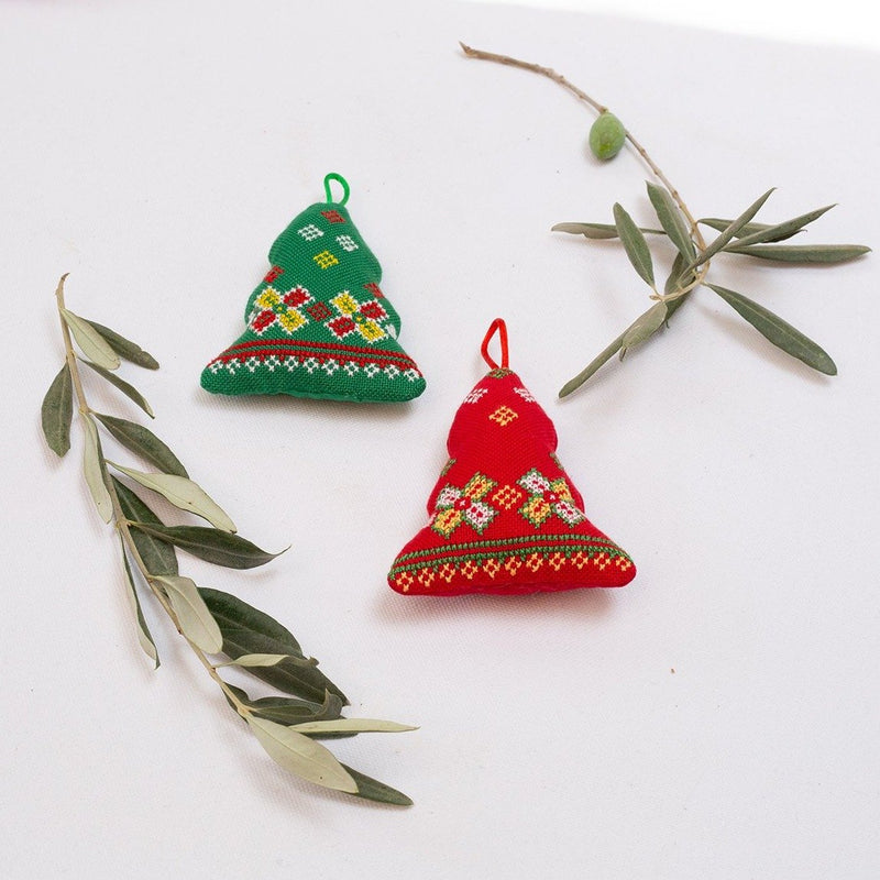 Holiday - Hand Embroidered Ornament Crafted In Gaza- Tree