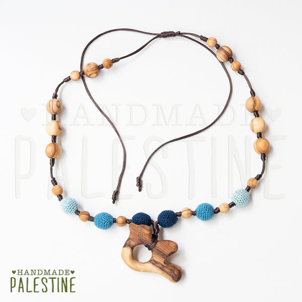 Kids & Gifts - Olive Wood Nursing Necklace With Dove And Crocheted Beads