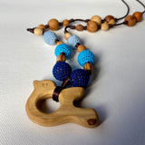 Kids & Gifts - Olive Wood Nursing Necklace With Dove And Crocheted Beads