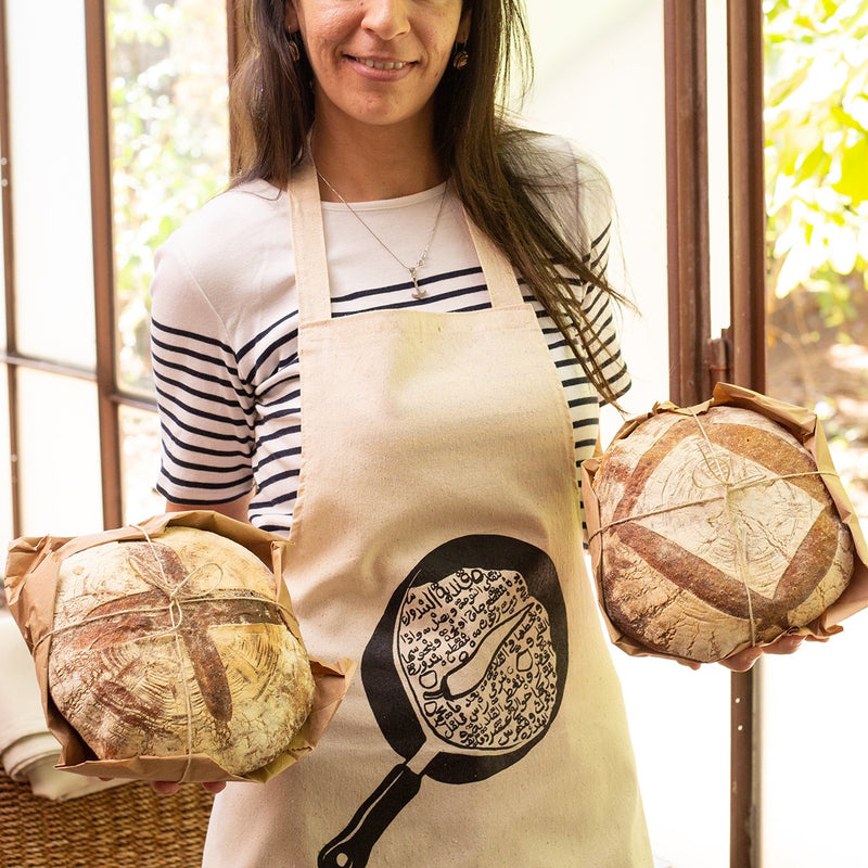 Palestinian Kitchen Apron with Traditional Recipe Design | Qastina Designs