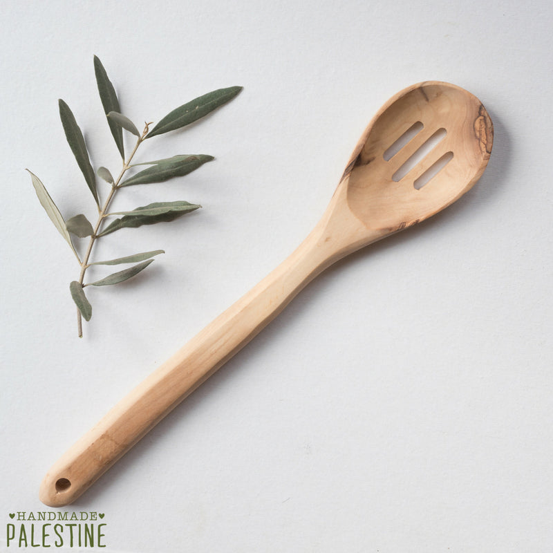 Olive Wood - Handmade Olive Wood Kitchen Slotted Spoon Utensil